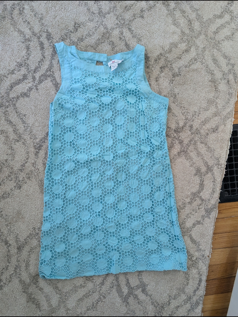 Sleeveless Aqua Crochet Lace Shift Dress